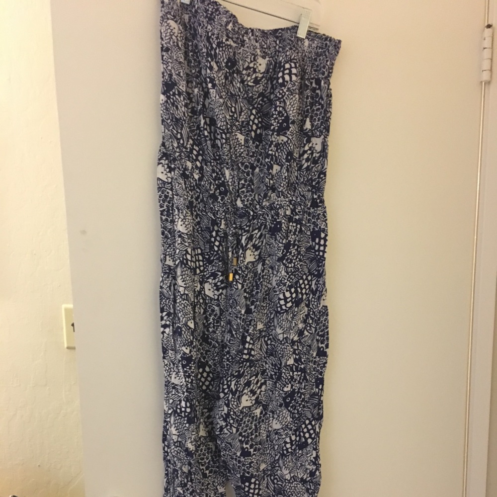 Blue and white jumpsuit